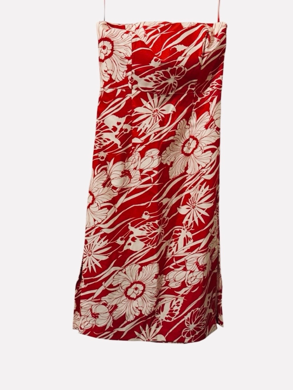 Vintage Express Stretch Rare Strapless Hawaiian Modern Midi Dress⭐️⭐️⭐️⭐️⭐️ - Picture 9 of 10